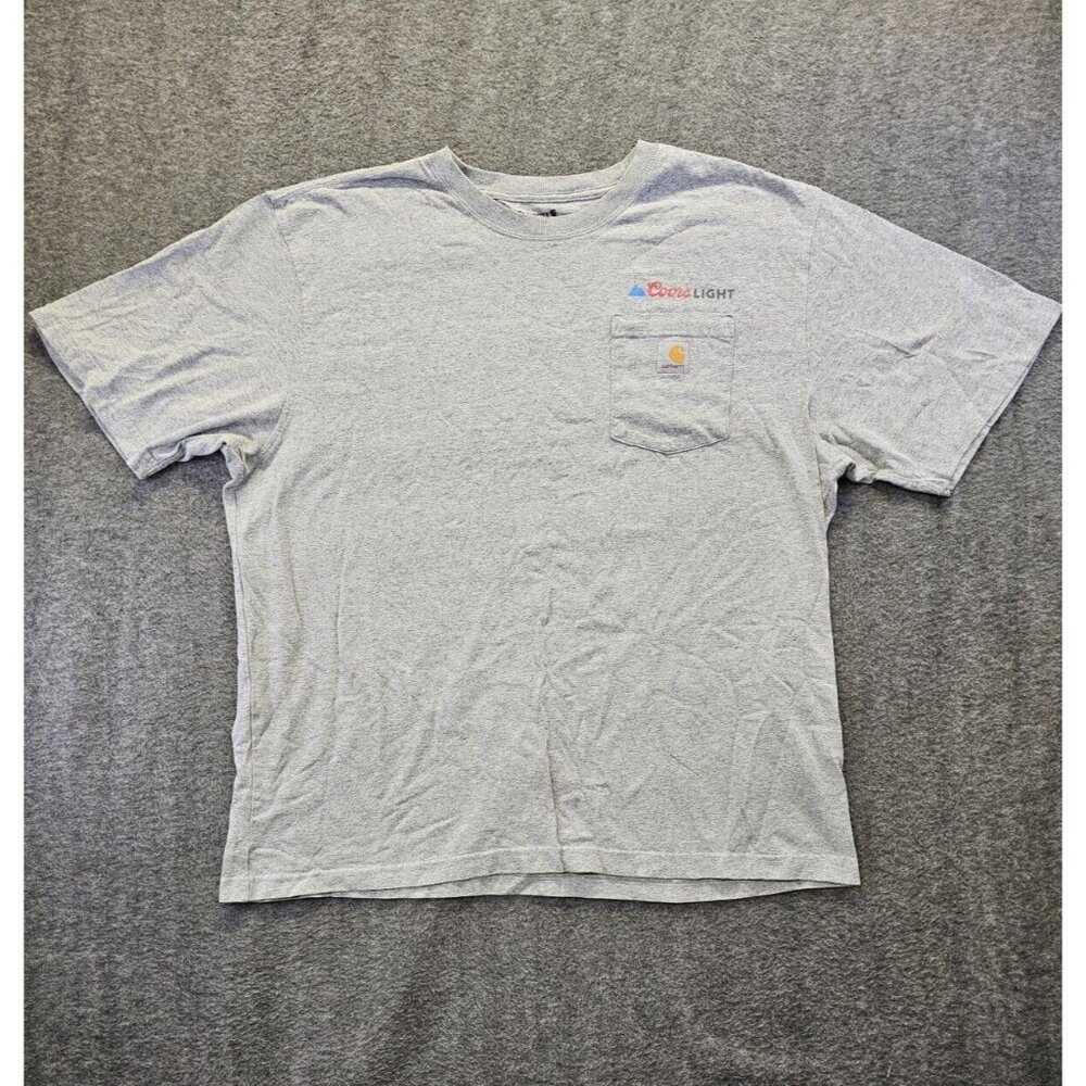 Carhartt T Shirt Mens Size XL Light Gray Loose Fit Coors Light Logo